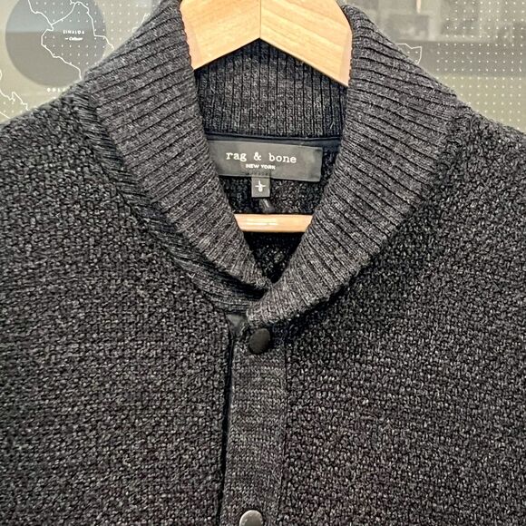 rag & bone - Cardiff Bomber Cardigan - Charcoal - Picture 3 of 6